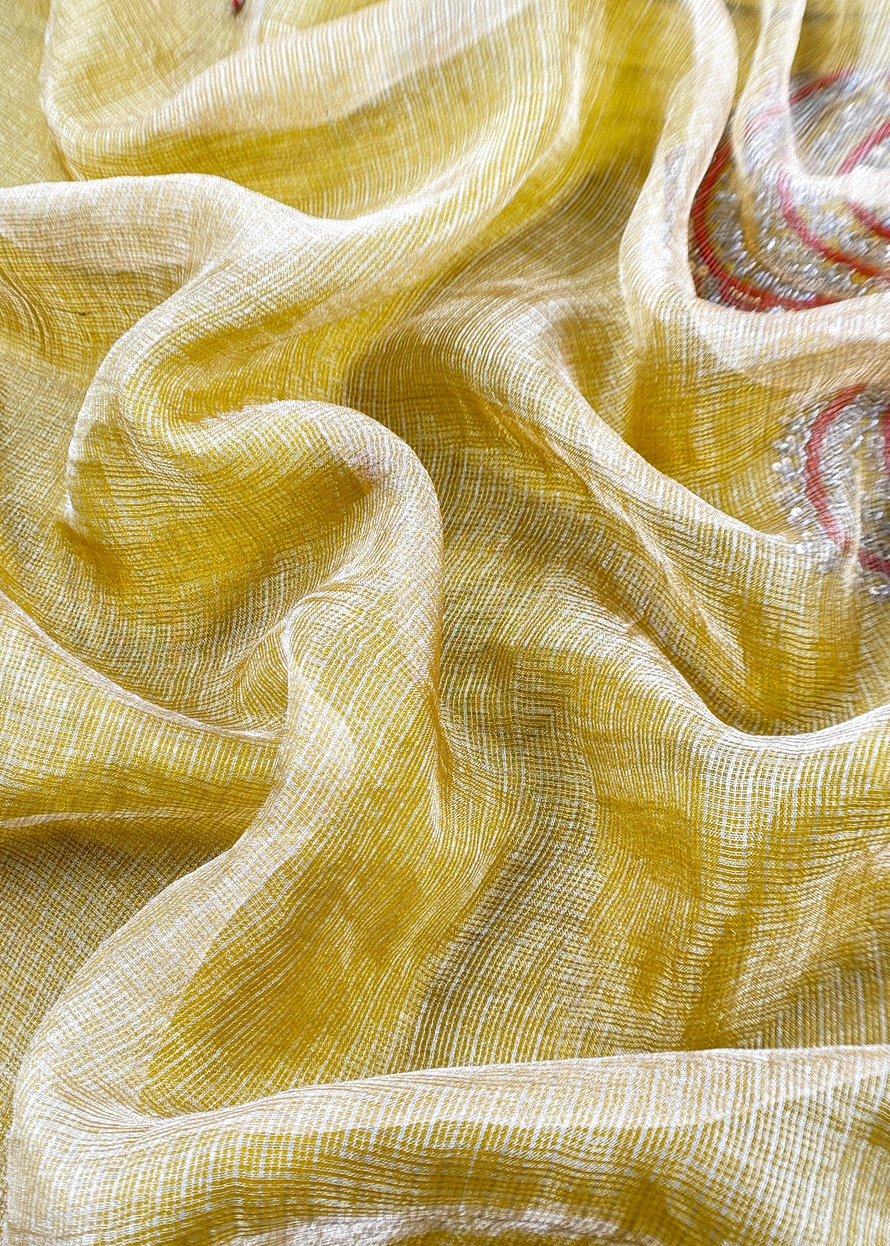 Luxe Dirty Gold Dupion Silk Kurta And Tissue Silk Dupatta With Handwork