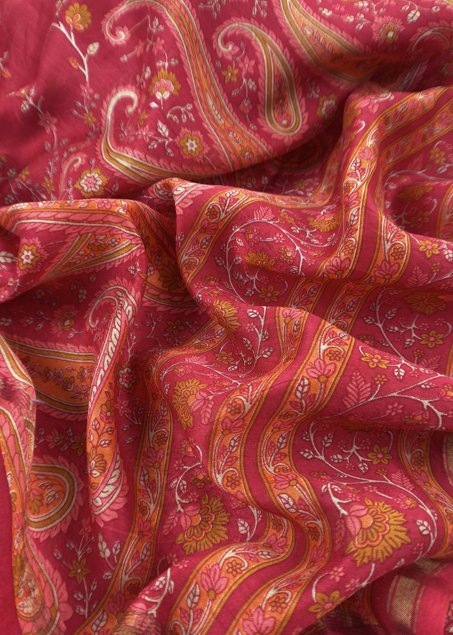 Red Maheshwari Silk Suit With Banarasi Bootis