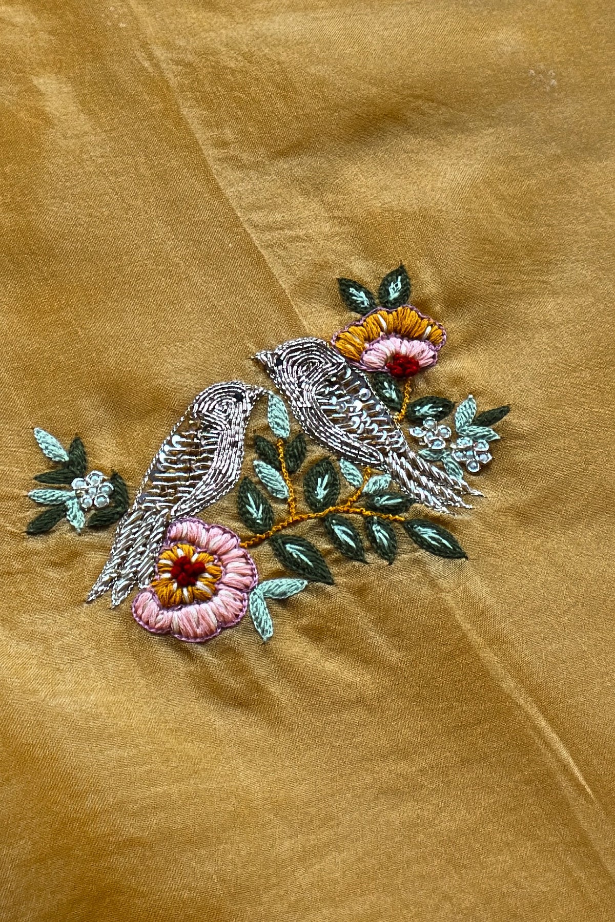 Yellow Handloom Kora Silk Suit With Dabka Embroidery