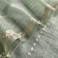 Handloom Organza Suit With Bandhani Print And Parsi Embroidery