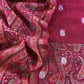 Wine Maheshwari Silk Suit With Banarasi Bootis