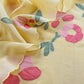 Pastel Yellow Pure Mulmul Suit Fabric With Appliqué Work