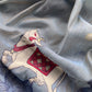 steel Blue Linen Chanderi Unstitched Suit With Pichwai Jamdani Weaving