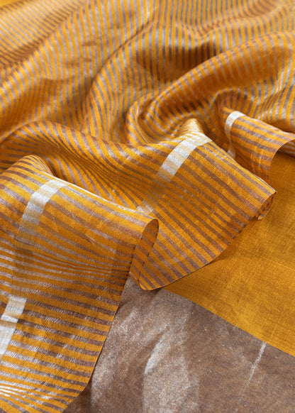 Yellow Kalasheel Luxe Indian Antique Handwoven Chanderi Suit With Heavy Gold Zari
