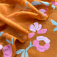 Rust Pure Mulmul Suit Fabric With Applique Work