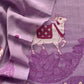 Purple Linen Chanderi Unstitched Suit With Pichwai Jamdani Weaving