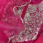 Deep Pink Handloom Silk Suit With Zardosi Embroidery
