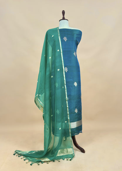 Kavya Black Greys Striped Katan Silk Kurta And Kora Silk Dupatta With Kadwa Weaving