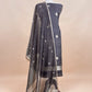 Kavya Violet greys striped Katan silk kurta and Kora silk dupatta with kadwa weaving