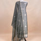 Kavya Cloud Gray Striped Katan Silk Kurta And Kora Silk Dupatta With Kadwa Weaving
