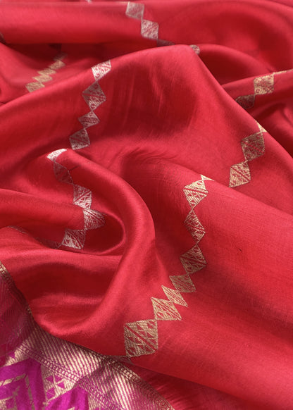Pink Handloom Banarasi Silk Kurta And Kora Silk Dupatta With Kadwa Weaving