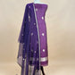 Kavya Violet greys striped Katan silk kurta and Kora silk dupatta with kadwa weaving