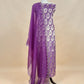 Purple Brocade Silk Kurta And Organza Silk Dupatta With Handwork