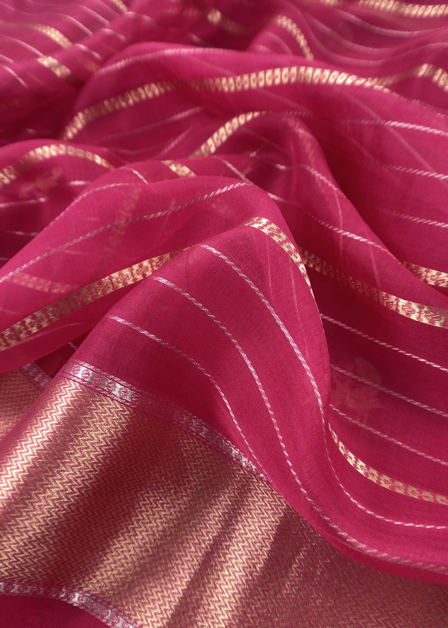 Pink Handloom Silk Kurta And Kora Silk Dupatta With Zari Weaving