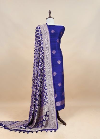 Sindhu Violet Handloom Varanasi Raw Silk Kurta And Khaddi Georgette Gharchola Dupatta With Kadwa Weaving
