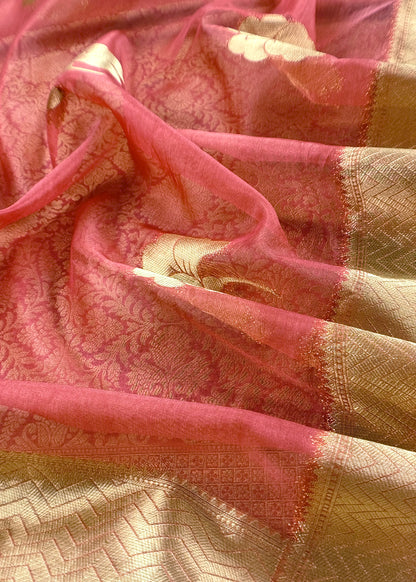 Brocade woven suit set with tissue silk dupatta

