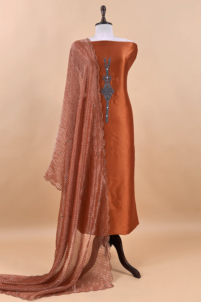 Premium quality silk suit with tissue silk dupatta

