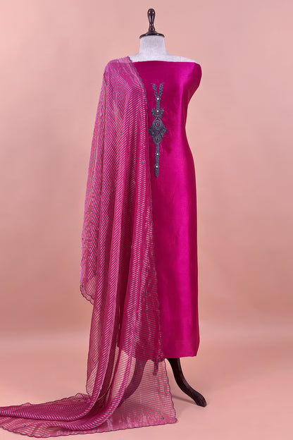 Premium quality silk suit with tissue silk dupatta

