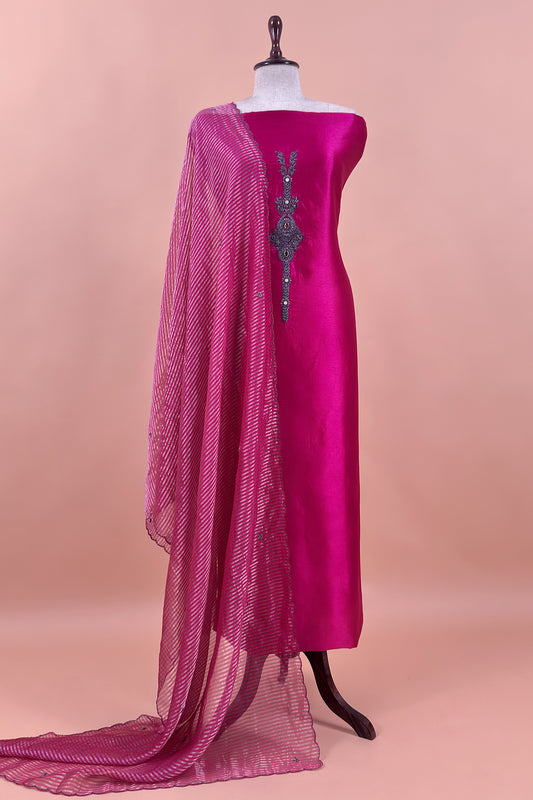 Premium quality silk suit with tissue silk dupatta

