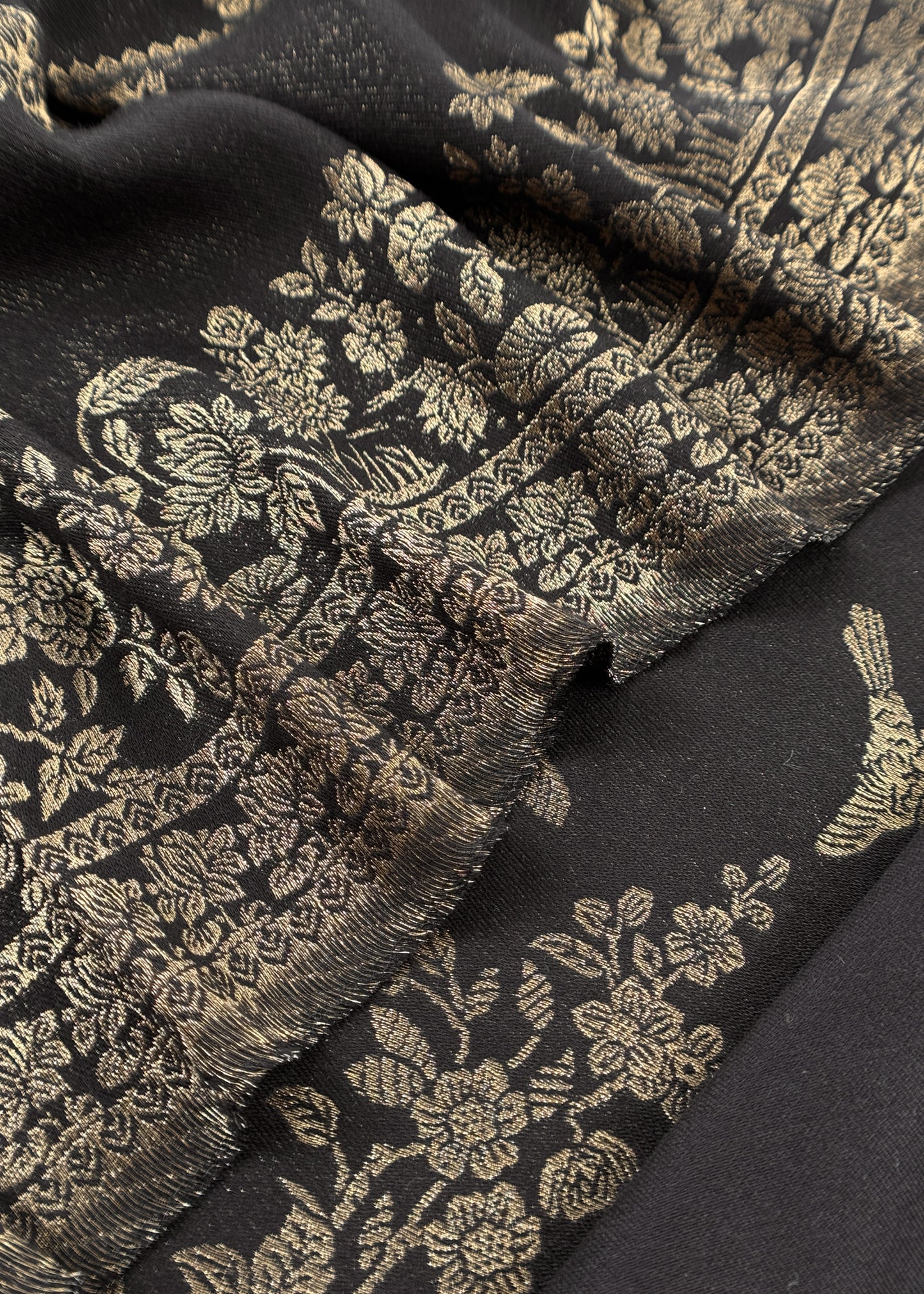 Black Woolen Unstitched Suit With Kani Weaving