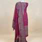 Brick Red linen Chanderi Suit Fabric With Multicolour Jamdani Weaving