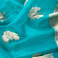 Sky Blue Designer Pure Brocade Silk Kurta and Organza Dupatta
