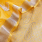 Yellow Designer Pure Brocade Silk Kurta and Organza Dupatta