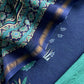 Blue Pure Maheshwari Silk Unstitched Suit Fabric with Shikagarh Print