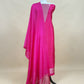 Designer Bright Pink Handloom silk suit with Zari weaving