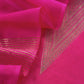 Designer Bright Pink Handloom silk suit with Zari weaving