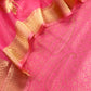 Pink Designer Pure Brocade Silk Kurta and Organza Dupatta