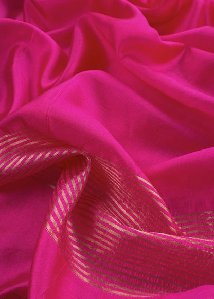 Designer Bright Pink Handloom silk suit with Zari weaving