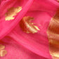 Pink Designer Pure Brocade Silk Kurta and Organza Dupatta