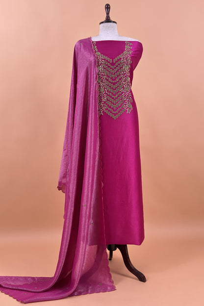Premium quality silk suit with tissue silk dupatta


