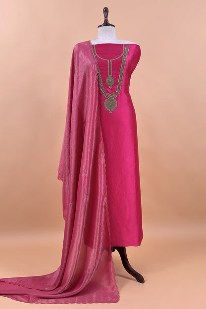 Premium quality silk suit with tissue silk dupatta

