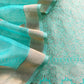 Sky Blue Designer Pure Brocade Silk Kurta and Organza Dupatta