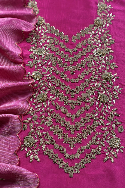 Premium quality silk suit with tissue silk dupatta


