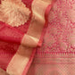 Red Designer Pure Brocade silk kurta and organza dupatta