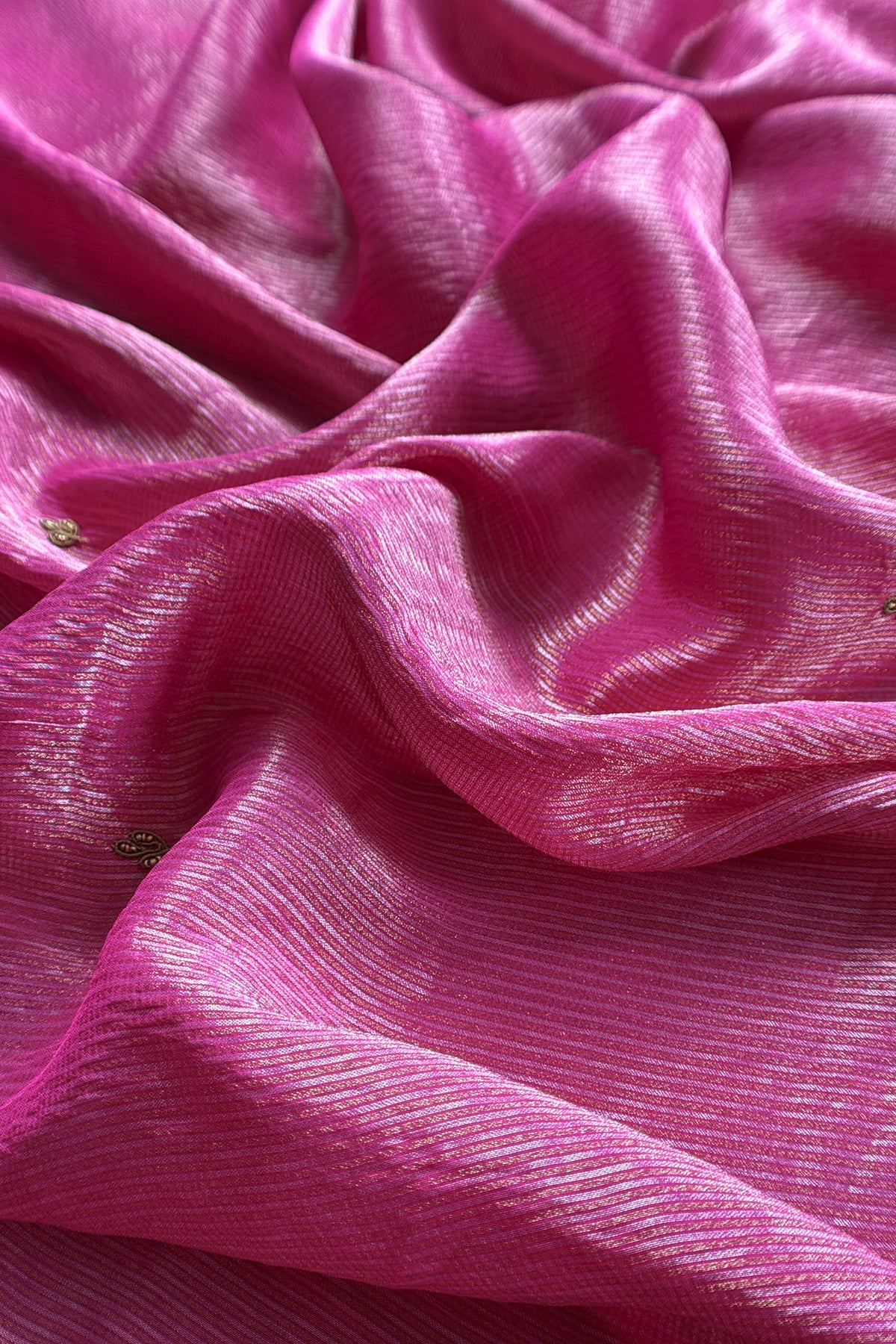Rani Pink Pure Silk Suit With Tissue Silk Dupatta