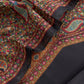 Black linen Chanderi Suit Fabric With Multicolour Jamdani Weaving