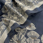Blue Floral Jamdani Weaved Unstitched Suit In Linen Chanderi