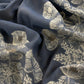 Blue Floral Jamdani Weaved Unstitched Suit In Linen Chanderi