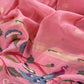 Pink Chanderi Linen Suit Fabric With Jamdani Weaving