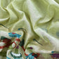 Green Chanderi Linen Suit Fabric With Jamdani Weaving