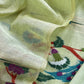 Green Chanderi Linen Suit Fabric With Jamdani Weaving