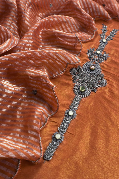 Luxury silk suit with dabka dori chidiya handwork

