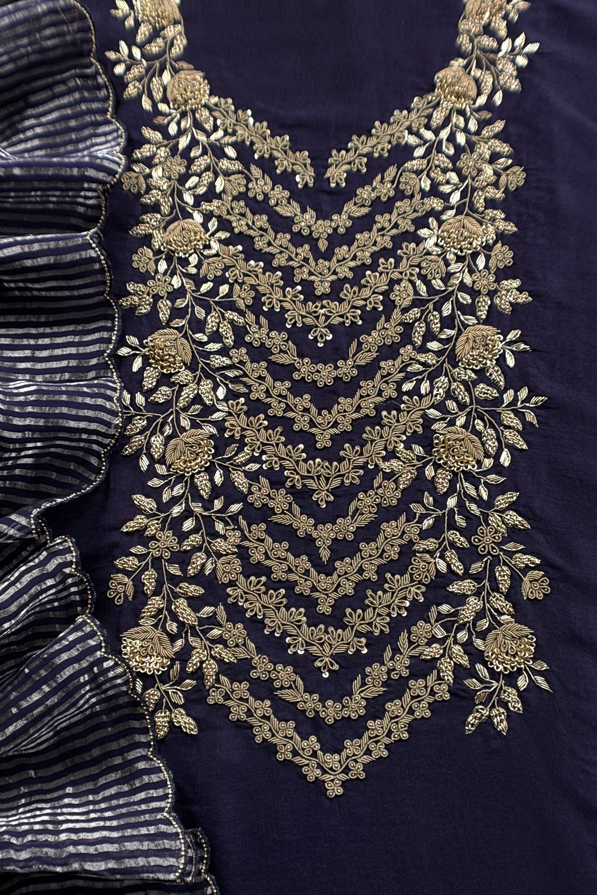 Premium quality silk suit with tissue silk dupatta

