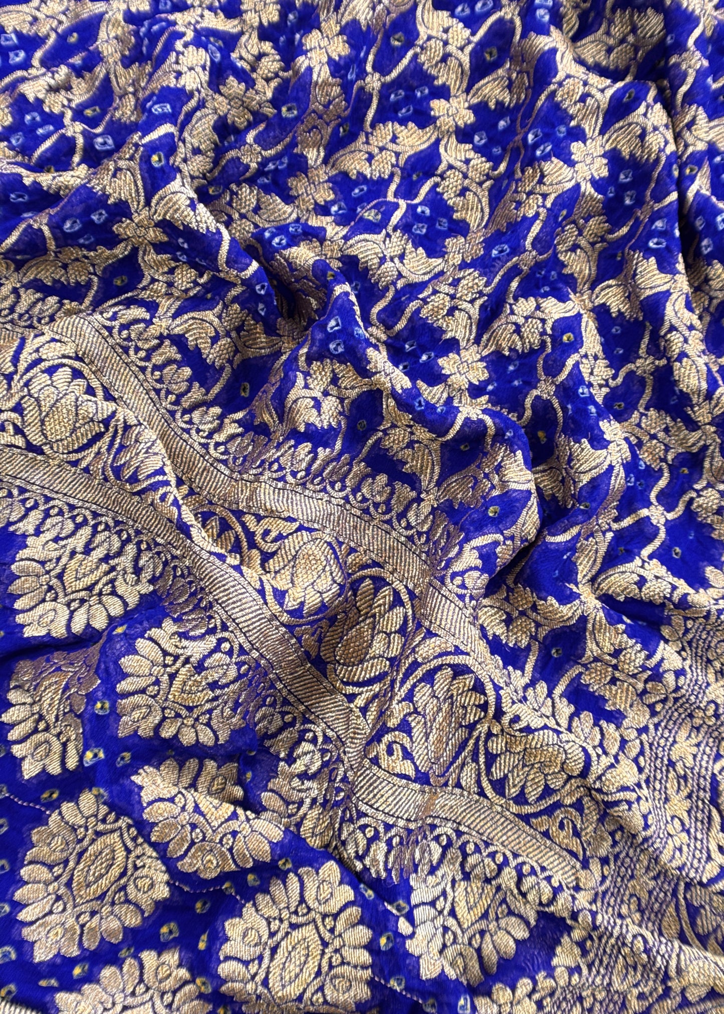 Mohini Blue Handloom Varanasi Raw Silk Kurta And Khaddi Georgette Gharchola Dupatta With Kadwa Weaving