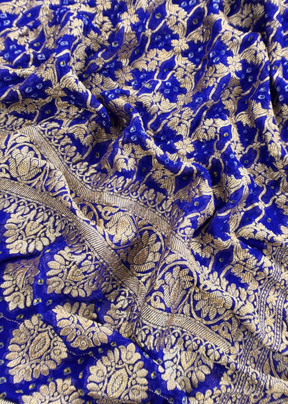 Mohini Blue Handloom Varanasi Raw Silk Kurta And Khaddi Georgette Gharchola Dupatta With Kadwa Weaving