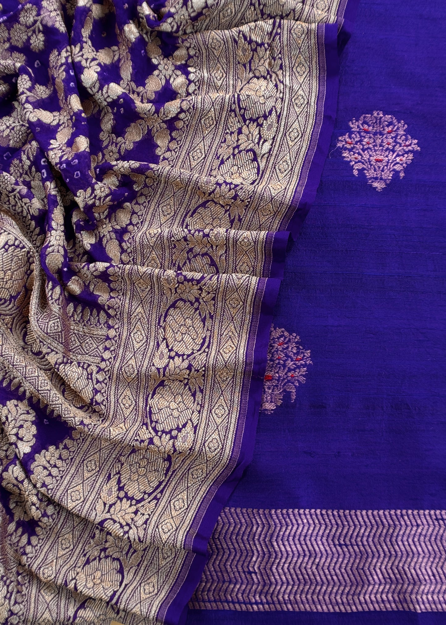 Sindhu Violet Handloom Varanasi Raw Silk Kurta And Khaddi Georgette Gharchola Dupatta With Kadwa Weaving